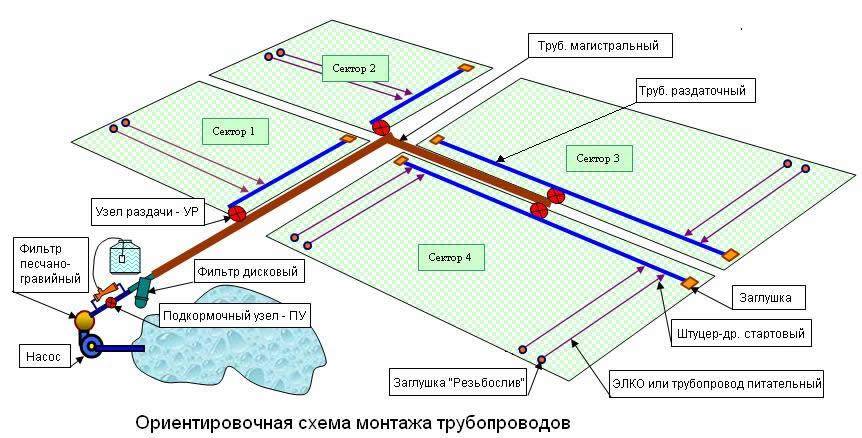 Схема расстановки дождевателей